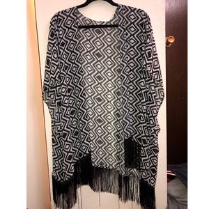 Black and White Sheer Cover up |  XL